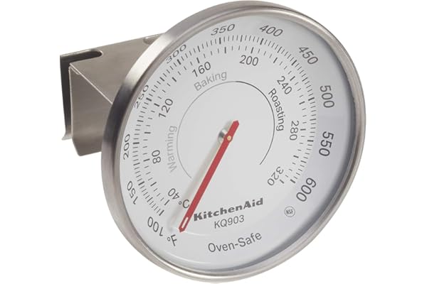 KitchenAid - Thermomètre à Four Réglable à Suspendre, pour Fours à Gaz, Électrique et à Chaleur Tournante, 40°C à 320°C Taille Unique Noir