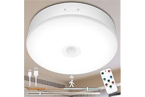 Toowell 10000mAh Rechargeable Motion Sensor Light Shed Lights Battery Powered Motion Sensor Lights Indoor Rechargeable Battery Ceiling Light Garage Lighting Battery Powered for Bathroom Porch Stairs
