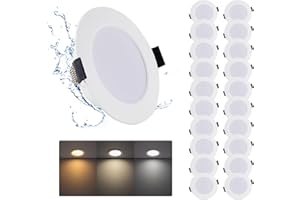 Grebeam – Lote de 20 focos LED empotrables (7 W, foco de baño, IP44, blanco cálido, blanco neutro/blanco frío, 3000 K, 4000 K/6000 K, focos LED de techo para cocina salón, agujeros Ø95-110 mm