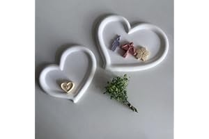 CHENGCKJ 2 Stück Silikonformen Herz Tablett mit Rillen Herzform Silikonform Teller Silicone Molds Tray DIY Untersetzer Gießform Herz Formen für Herstellung von Obst Tee Tablett Schmuck Teller Handwerk