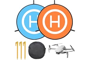 DISNACE Drone Landing Pad, 22"/55cm Waterproof Portable Foldable Helipad Helicopter Landig Mat with Pegs, Double Sided Orange/Blue, for RC Drones Helicopter DJI Mavic Mini 2 / Zoom/Air Fly 2 / Phantom/Incl