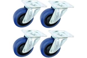 TEGO PRO 4 Stück 100 mm BLUE WHEELS Lenkrollen Transportrollen Schwerlastrollen 135 kg/Rad Blau - INDUSTRIEQALITÄT ECO (4 x Lenk)