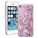 Produktbild SMART LEGEND für iPhone 5/5S/SE Hardcase Liquid Hülle Glitter Case Hartschale Transparent Schutzhülle Handyhülle Fließen Flüssig Schwimmend Premium Shiny Glanz Sparkle Bling Diamant Strass Tasche Skin Schale Hart PC Clear Kristall Handytasche Etui - Rosa