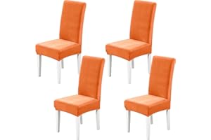 Xundefeng Soft Velvet Dining Chair Covers for Dining Room Set of 4 Pack Slipcovers Chairs Cover Stretch Slipcover, Orange