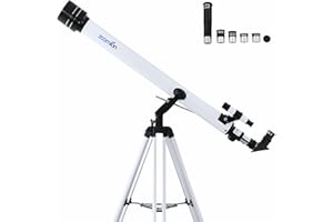 Zoomion Viking 60/900 AZ Juego de telescopio astronómico para niños y Principiantes en astronomía con trípode, ocluars y Visor