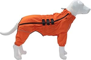 LOVELONGLONG Dogs Waterproof Jacket, Lightweight Waterproof Jacket Reflective Safety Dog Raincoat Windproof Snow-proof Dog Vest for Small Medium Large Dogs Orange 5XL