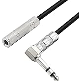 PNGKNYOCN 6,35 mm Stereo-Verlängerungskabel, rechtwinklig, Stecker auf Buchse, TRS-Stereo-Audiokabel für Verstärker, Gitarren
