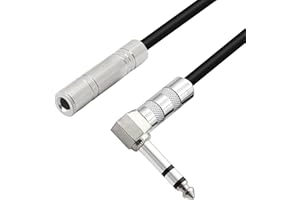 PNGKNYOCN Przedłużacz stereo 1/4 cala kąt prosty 6,35 mm męski na żeński kabel audio stereo TRS do wzmacniaczy, gitar i sprzętu do kina domowego itp. (2 m)