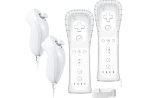 SONVIEE Wii Manette Wii Remote Controller et Nunchuck Joystick Wii Télécommande de Remplacement pour Wii avec étui en Silicone et Dragonne Compatible avec Wii/Wii U,Wii Contrôleur sans Motion Plus
