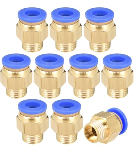 thumbnail image 2 of Sourcing Map Push To Connect Tube Fitting Male Elbow 6mm Tube OD X G1/4 Thread Pneumatic Air Push Fit Lock Fitting Blue 5pcs 2 of 9