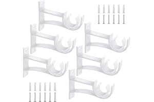 SEGNAYEN Soporte para barra de cortina, soportes de barra de cortina resistentes, color blanco de 25 mm, soportes de riel de cortina individuales, ganchos de soporte de pared para barra de cortina de
