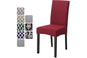 O'woda 6 pezzi coprisedia, stampato materiale spandex elastico, sfoderabile, lavabile, fodera estensibile per decorazione casa, hotel, ristorante, vino rosso