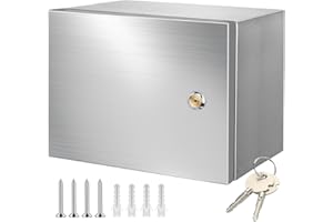 CHENGPI Armario Electrico de Acero Inoxidable 304, Caja Distribucion Electrica con Cerradura, Caja Cuadro Electrico Exterior Impermeable 250 * 200 * 140MM
