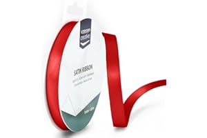 Vaessen Creative Ruban Satin - Rouge - 100 m x 9 mm - Bolduc - Coquelicot - Biais de Couture - pour Cadeau, Emballage, Bouquet Mariage, Cheveux et Ballon