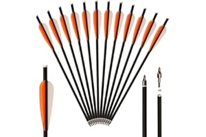 Huntingdoor Lot de 12 flèches en carbone pour arbalète - 16" - Pour tir à l'arc et à la chasse