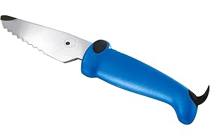 Kuhn Rikon Kinderkitchen Couteau chien avec lame dentelée, Bleu, Couteaux pour enfants à partir de 3 ans