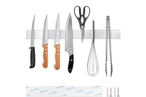 Ninonly Aimant Couteau Support Aimanté Couteaux 40cm Porte Couteaux Magnétique, Porte-Couteaux en Acier Inoxydable, Bandeau magnétique de Couteau à Suspendre pour Couteaux de Cuisine sans Vis