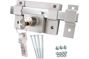 SEPOX Long Throw Heavy Duty Gate Lock for Wooden/Metal Gates, Max up to 50mm Double Side Locking with 5 Keys, Brass Cylinder Weatherproof Garden Gate Lock for Yard, Shed, Fence, Patio