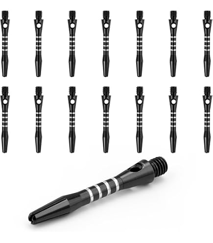Lot De 12 Tiges De Fléchettes En Alliage D’aluminium – 50 Mm – Gravées, Noires Et Argentées – Pour Jeux De Fléchettes Et Sports De Lancer