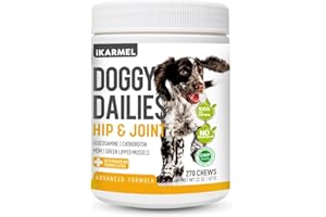 iKarmel Joint Supplements for Dogs | Hip and Joint Care | with Glucosamine, Chondroitin, and Green-Lipped Mussels | Puppy to Senior Dog Treats for Stiff Joints (270 Chews)