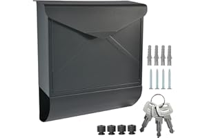 ALSTEN TECH Designer Briefkasten Wandbriefkasten Postkasten mit Zeitungsrolle Zeitungsfach Anthrazitgrau Matt RAL 7016