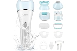 Towwoo Depiladora Eléctrica Mujer, Maquina Depilar Mujer 6 en 1, Recargable e Inalámbrica, Húmedo y Seco Depiladora, Afeitadora Intima Mujer para Cara, Cejas, Axilas, Piernas, Bikini (azul)