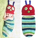 Newborn Baby Boy Girl Beanie Crochet Very Hungry Caterpillar Hat Cocoon Set Party Costume Photo Props
