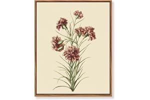MHARTK66 Quadri Vintage Botanico Soggiorno con Cornice Legno, 30x40 cm Stampe da Parete Rosa Garofano Erbe Botanica, Quadro Camera da Letto Su Tela Decorazioni Parete Desktop Arte Bagno Ufficio