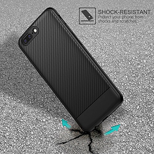 Funda OnePlus 5  Leathlux Carcasa OnePlus 5 Suave Silicona TPU Back Bumper Anti deslizamiento Skin Cover Fibra de Carbono Case Cover para OnePlus 5 5 5  - Negro