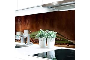 ‎DRUCK-EXPERT Küchenrückwand Kaffee Tassen Bohnen Premium Hart-PVC 0,4 mm selbstklebend - Direkt auf die Fliesen, Größe:220 x 60 cm