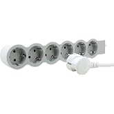 LEGRAND 694565 Power Strip, 6 Sockets, 3 m Cord, White/Light Grey | Power Strip, Power Strip with 6 Outlets, Cable 3 m, White