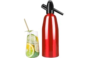 DYJD 1L Home Soda Acqua Stiphon Stiphon in Alluminio Acciaio Inox Soda Sifone per Bevande Cocktail Succo, Rosso
