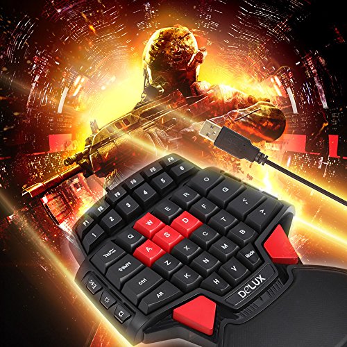 KKmoon T9 47 Schlüssel Mini Professionelle Gaming Tastatur/ Single Hand Tragbare USB Verdrahtete Esport Keyboard mit 3 Ebenen LED Hintergrundbeleuchtung Multimedia-Tasten - 7
