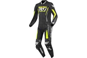 ‎BERIK Berik Absolute GP2 2-Teiler Motorrad Lederkombi, schwarz/anthrazit/neon-gelb, 52