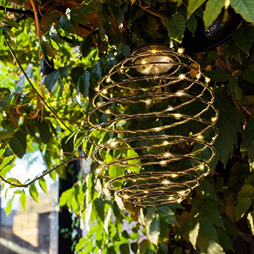 Solar Hängelaterne Spirale mit 45 warmweißen Micro LEDs Lights4fun - 4