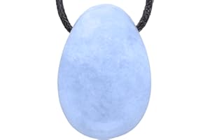Lebensquelle Plus Ciondolo a goccia in calcite blu con pietra preziosa forata con cinturino in pelle