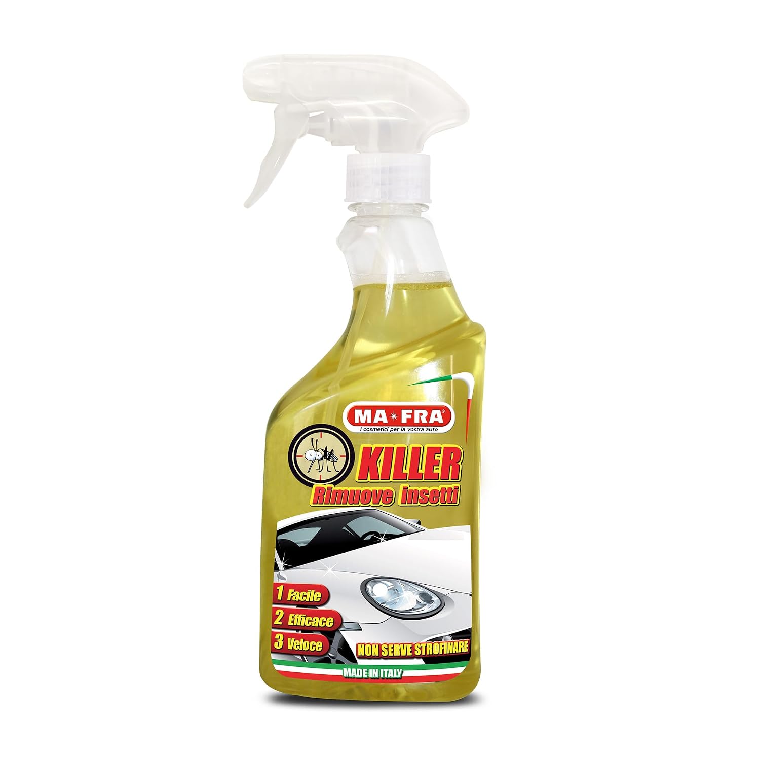 MAFRA, Killer, Detergente Spray per Auto, Elimina Macchie e Tracce di Insetti e Moscerini in modo Facile e Veloce Senza Strofinare, Formato da 500 ml