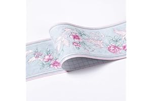 Carta da parati impermeabile, motivo floreale 3D, rimovibile, autoadesiva, per cucina, bagno, carta da parati, Banggo, 10,6 x 500 cm (blu)