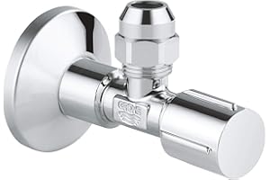 GROHE Eckventil (Wandschluss 1/2", Abgang 3/8", mit Längenausgleich, mit 10mm Quetschverschraubung, ergonomischer Metallgriff, mit Fettkammer und O-Ring Abdichtung), 22045000