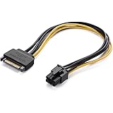 UGREEN SATA Power Cable Sata15 Pin to 6 Pin PCI Express Graphics Video Card Power Cable Adapter, 20cm