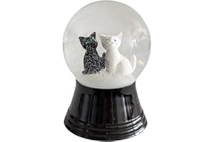 VIENNA SNOWGLOBE Schneekugel Echtglaskugel - Fast wie echter Schnee Motiv: 2 Katzen weiß und schwarz, 4 cm