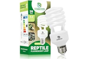 REPTI HOME Lampe UVA UVB pour Reptiles 26W 5.0, Terrarium Lampe Fluorescente Compacte pour Tortues, Ampoule UVB pour Tortues, Caméléons，Dragon Barbu