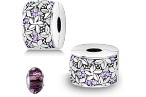 LNQOBU Clip/Stopper Charms pour Bracelet 925 Argent Sterling Pave Cubic Zirconia Charm Bead Star Moon Charme Bleu Papillon Charm Bijoux pour Femme