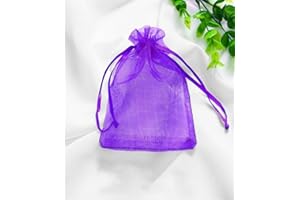 LTLSZRN 100 Stuck Organzasäckchen 9x12 cm, Geschenkbeutel Organzabeutel, Schmuckbeutel, Organza Säckchen mit Kordelzug, Säckchen Geschenk Schmuck Hochzeit Bonbonsbeutel für Hochzeiten Partys(Lila)