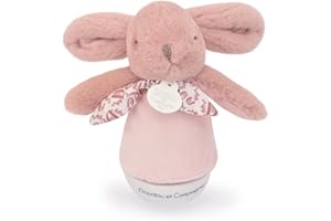 DOUDOU ET COMPAGNIE - Veilleuse Musicale Culbuto Lapin Rose pour Bébé – Peluche Doudou Apaisante avec Mélodie Douce – Lumière Tamisée pour Nuit Sereine – Idée Cadeau Naissance - DC4194