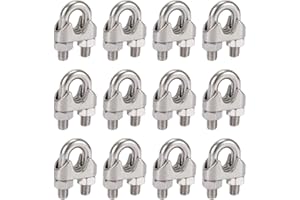 LZKHEH 12 morsetti in acciaio inox M5 DIN741 per cavi e funi di 5mm: adatti per fili stendibiancheria, cavi metallici, tende e molto altro.