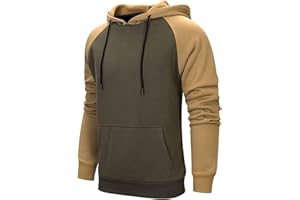 comefohome Hoodies for Men UK Pullover Color Block Fleece Sweatshirts Long Sleeve Drawstring Casual Designer Hoody Tops with Pockets