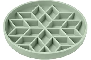 OHMO Slow Feeder Dog Bowl, Silicone Dog Bowls with Suction Cup Slow Down Eating for Cat Puppy, Healthy Eating Anti Choking Anti-Slip Eco-friendly (Diamond, Light Green)