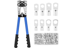 Diealles Shine Crimpadora Terminales Electricos AWG 10-0, Anillo de Cobre de Batería de 6/10/16/25/35/50 mm² Crimpadora Resistente para Prensa Terminales de Cable (HX50b)