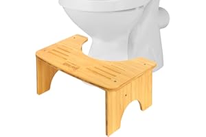 RAYLOVE Sgabello WC in bambù, sgabello per bagno, robusto e si adatta leggero, impermeabile e antiscivolo, sgabello per adulti, in bambù, capacità 450 lbs